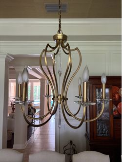 Brushed Gold Crystal Chandelier