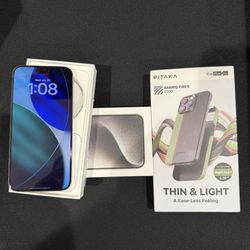 Apple iPhone 15 Pro Max 256GB - Unlocked White Titanium + New Pitaka Case