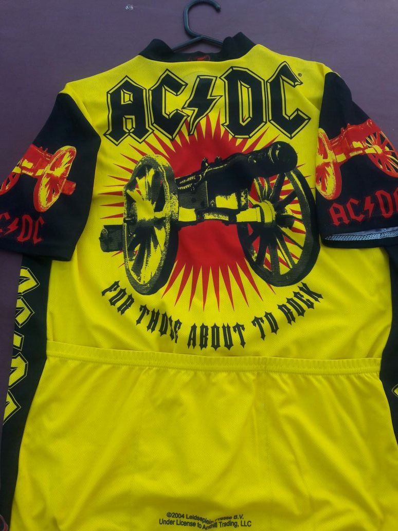 AC/DC cycling jersey for those about the rock , rare vintage jersey hard to find it by primal size XL