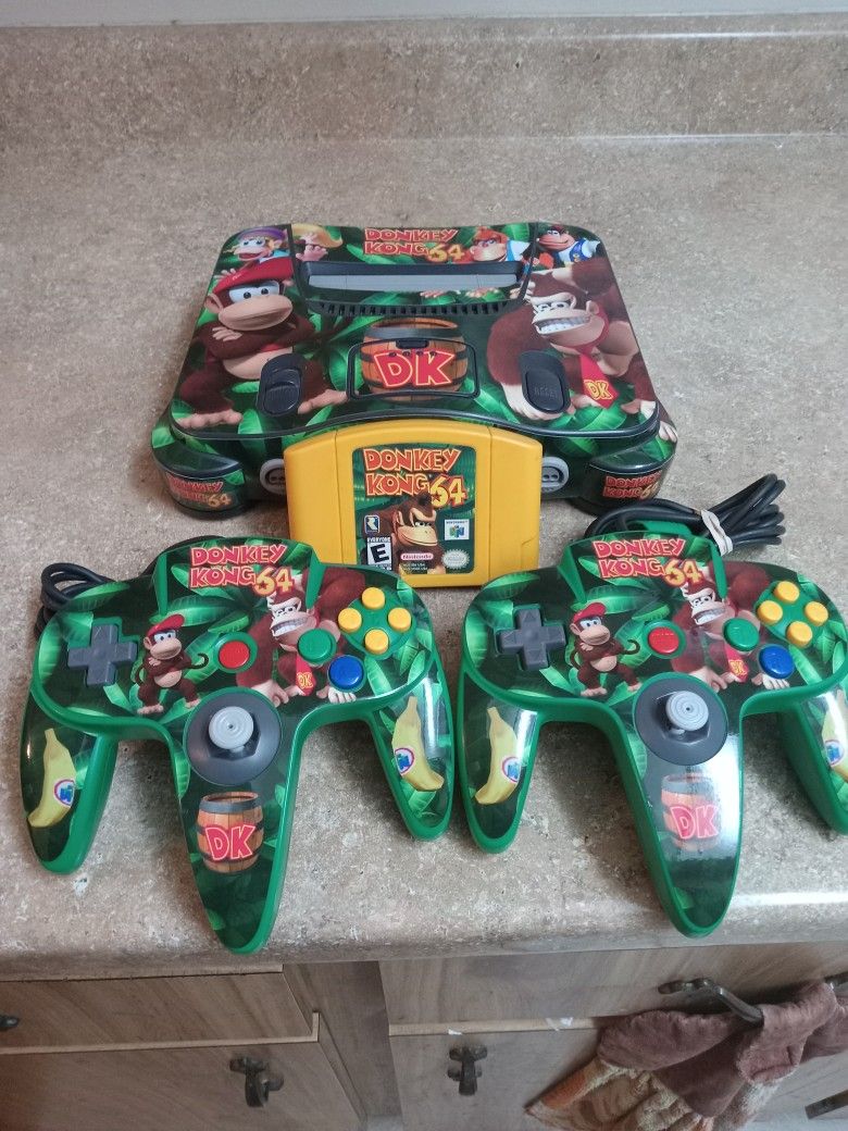 Nintendo 64 With Donkey Kong Sticker Plus Game