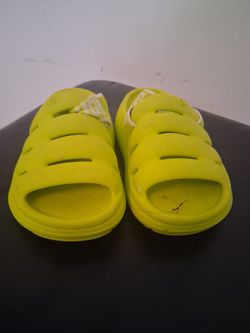 UGG Neon Yellow Foam Slide Sandals