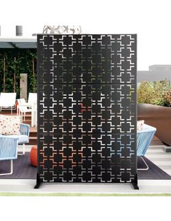 Outdoor Privacy Screen,72" H×47" W Metal Privacy Screen, Freestanding Privacy Fence Panels for Patio