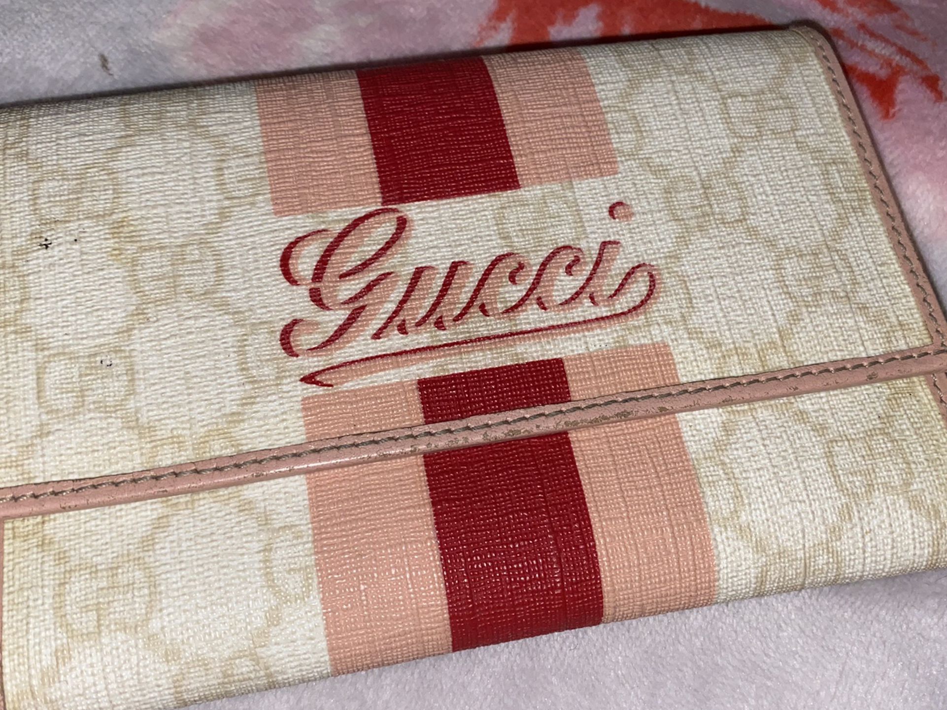 Pink Stripe Gucci Wallet