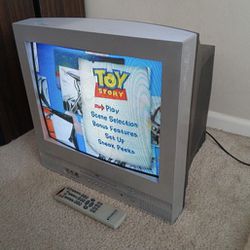 19" Retro Crt Tube Box Television Set With Built In DVD Player And Remote