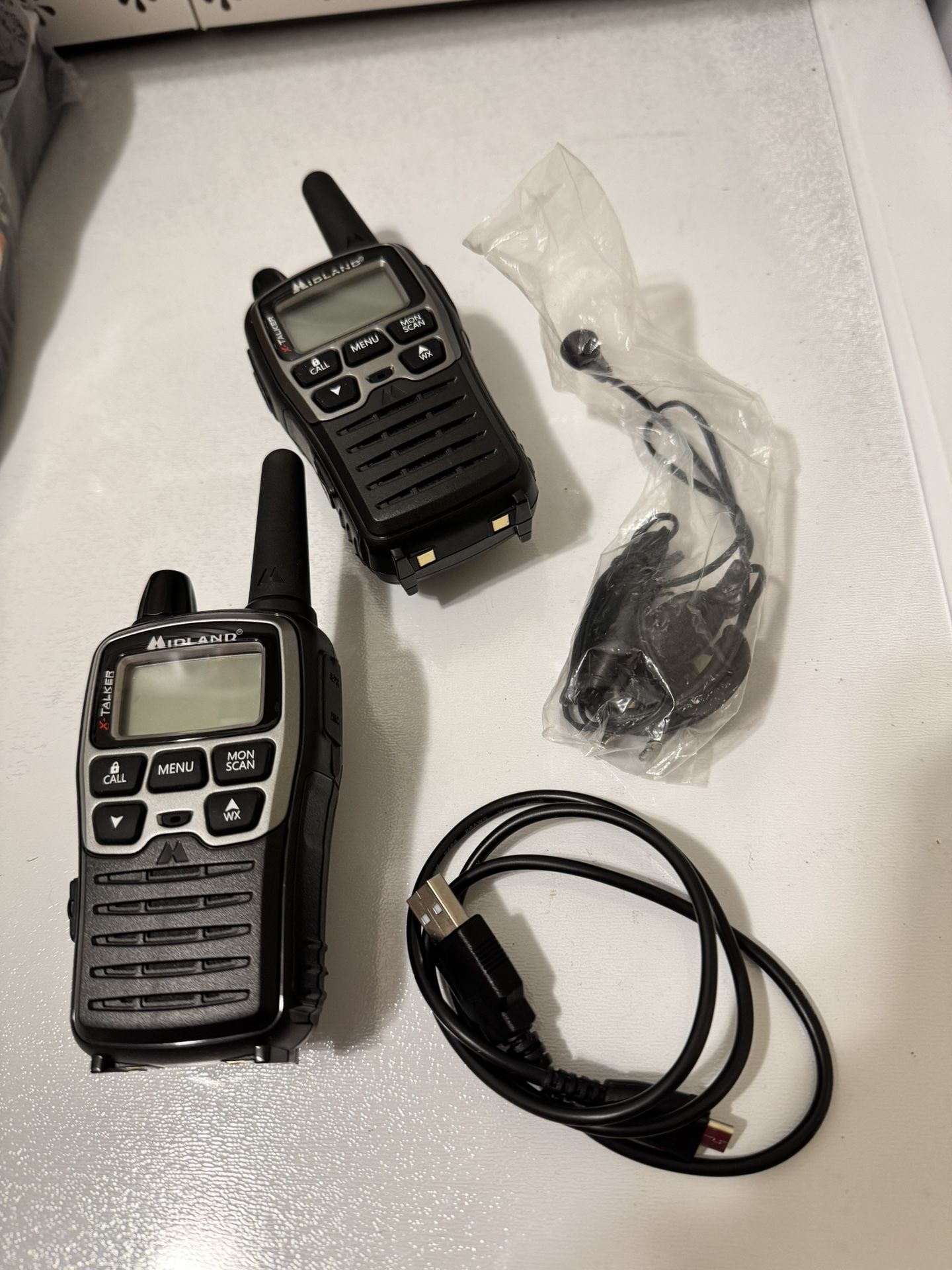 2 Midland T77A Walkie Talkies And Accessories