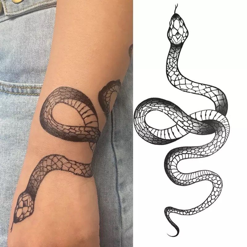 Fake Snake Tattoo Temporary 4x10 inches- 1pc