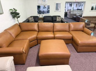 Furniture- 100% real top grain leather 4 pc sectional- Radley