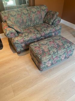 Loveseat and footstool