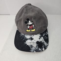 Disney Mickey Mouse 90 Years Gray Baseball Cap Hat Tie-Dye Brim Adjustable Strapback