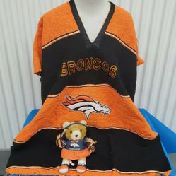 NFL Football Handmade Poncho DENVER BRONCOS Mexican STYLE Pullover + 🧸 CHEERLEADER. Condition is "Used". Shipped with CARE FAST! Multifunctional ponc