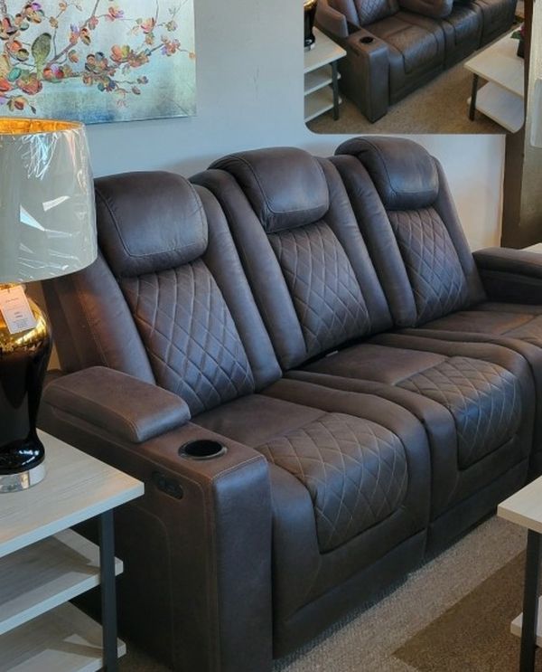 Grey Power Reclining Sofa