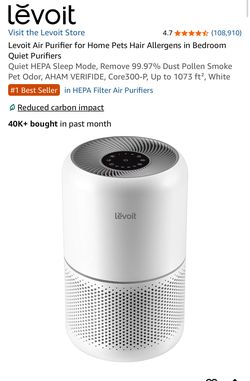 Levoit Air Purifier for Home Pets Hair Allergens in Bedroom Quiet Purifiers Quiet HEPA Sleep Mode, Remove 99.97% Dust Pollen Smoke Pet Odor, AHAM VERI