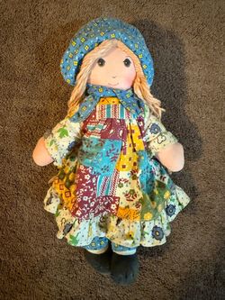 Vintage 1970s Knickerbocker Holly Hobbie Rag Doll 9" Excellent Condition