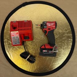 Used Milwaukee Fuel Brushless 2953-20 1/4" Impact  + 5Ah Battery, Charger
