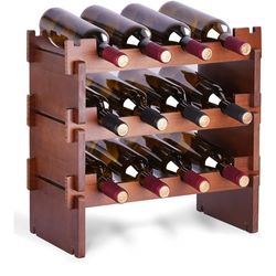 NEW 12 Bottle Wood Wine Rack