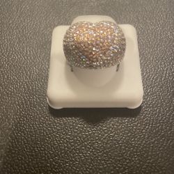 Size 8 White Gold Filled Heart AAA CZ VVSCZ Ring