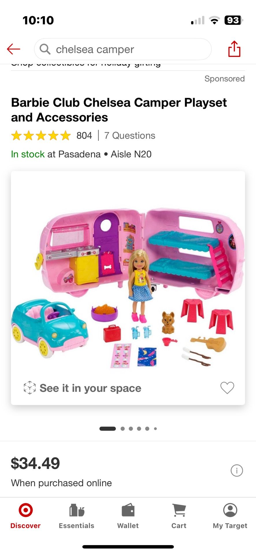 Barbie Club Chelsea Camper Playset And Accessories