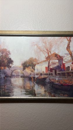 Framed Canvas Wall Art – Canal Scene (MWS Zhou)