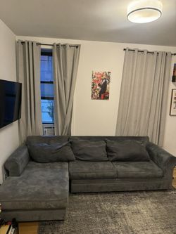 Large Gray L-Shaped Sectional Couch- Great Condition