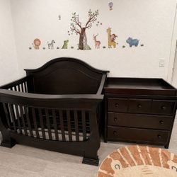 Chocolate / Expresso Crib And Dresser + Changing Table Bundle 