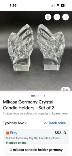 Mikasa Germany CrystalCandle Holder set of 2