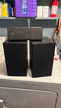 Black Bookshelf Speakers with Center Channel