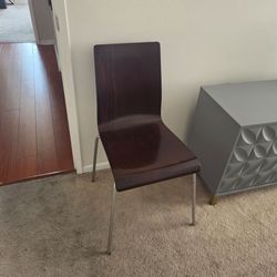 Modern Bentwood Dining Chair — Dark Brown & Chrome