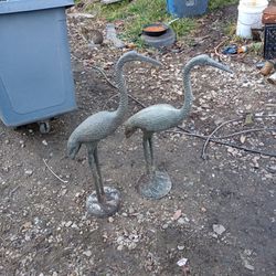 Set Of Vintage Aluminum Garden Statue S. Cranes 