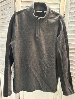 Calvin Klein Men’s Long Sleeve Pullover Sweater Charcoal Grey 1/4 zipper Large