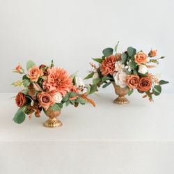 4 LARGE WEDDING FLORAL CENTERPIECE SET IN SUNSET TERRACOTTA $120 OBO