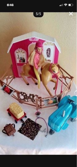 Barbie Doll Horse and  Pink Barn