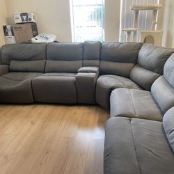 Costco 6 piece Grey Fabric Power Reclining Sectional With Power Headrests