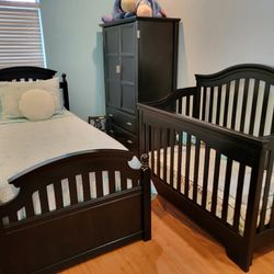 PURPLE MATTRESS/Twin Bed And Matching Crib - Huge Nursery Lot. 
