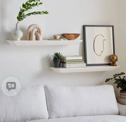 West Elm Floating shelfs white ash New in box