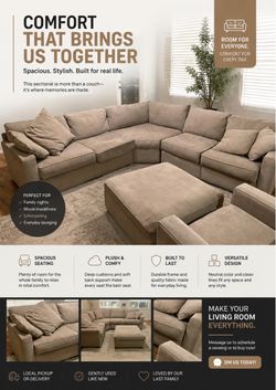 🚚FREE CURBSIDE DELIVERY🚚 ✨XL Beige Sectional couch with ottoman & chair✨