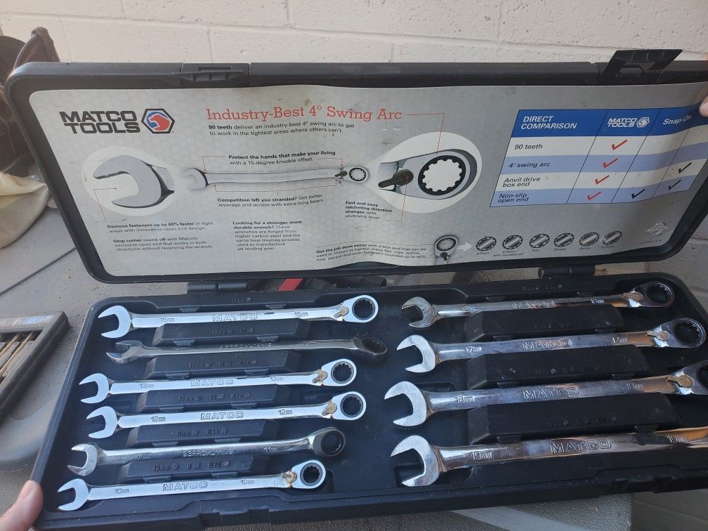 Matco Tools 10 Piece Metric Extra Long Ratcheting Wrench Set, 10-19mm