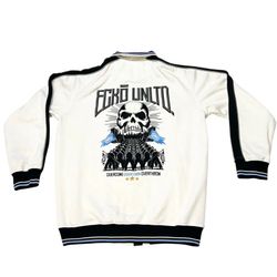 Vintage Ecko Unltd Overcome Overthrow Track Jacket Large White Embroidered Y2K