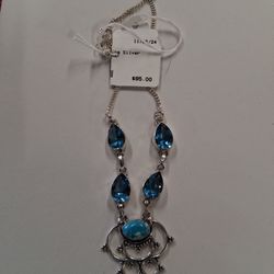 STERLING SILVER LARIMAR NECKLACE 