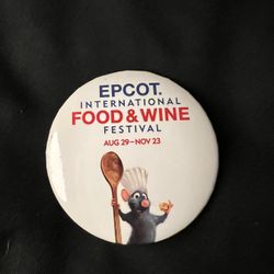 DISNEY MAGNETIC CAST UNIFORM BUTTON EPCOT FOOD & WINE FESTIVAL REMY RATATOUILLE