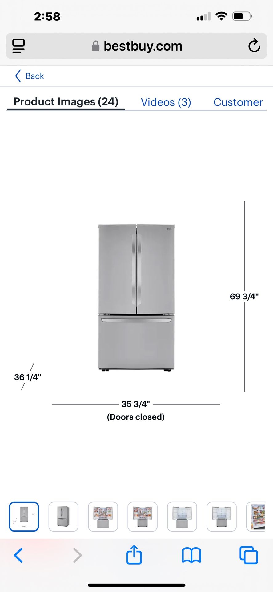 LG - 28.7 Cu. Ft. 3-Door French Door Refrigerator with Ice Plus - Stainless Steel