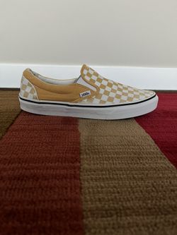 Yellow vans Checkered Slip On's 