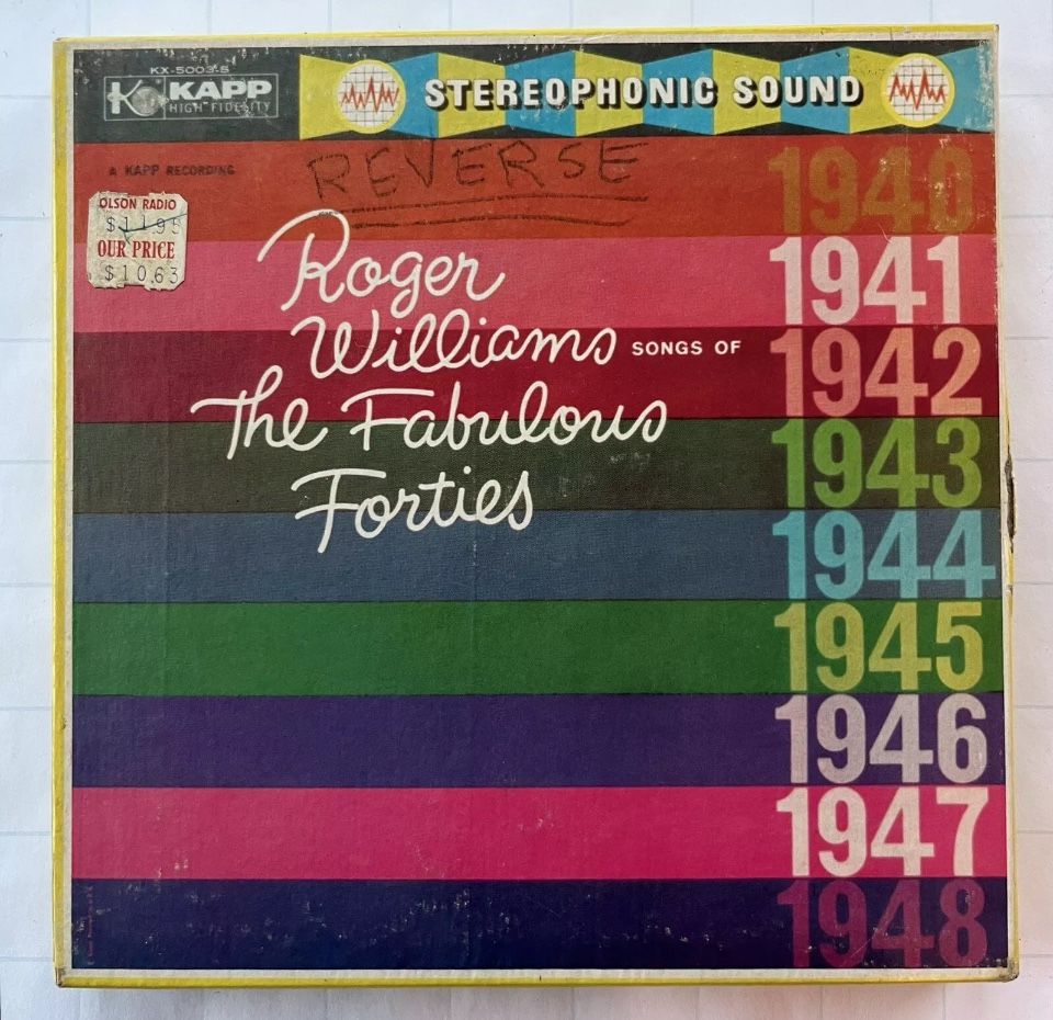 Roger Williams  Songs of the Fabulous 40's reel 4-track Reel To Reel Tape 