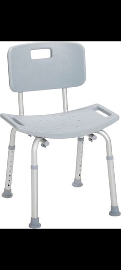 Drive Medical Shower Chair with Back - Adjustable Bathroom Bench - Suction Feet - Lightweight Durable Construction - Comfortable Contoured Seat - Grey