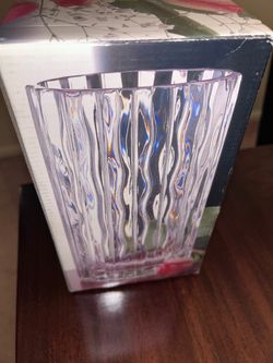 Ribbed Crystal Glass Vase in Box