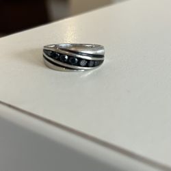10K White Gold Ring With Black Onyx 