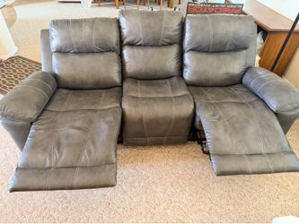 Gray power reclining sofa couch