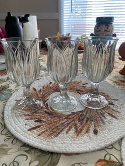 Set of 3 Crystal Cut Tulip candle holders