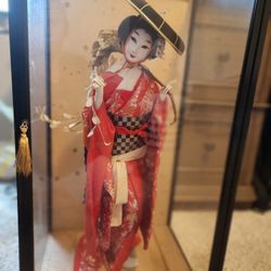 Antique Japenese Doll In Case