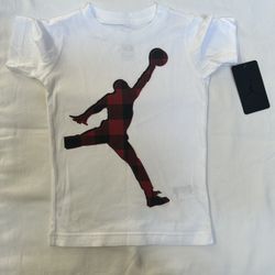 Nike Boys Size 5  (4-5years) Plaid Jordan Jumpman White Tee T-Shirt 