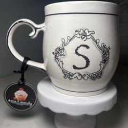 Anthropologie letter "S"  monogram coffee cup NWT